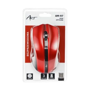 Rato óptico ART USB AM-97 sem fios (Vermelho)