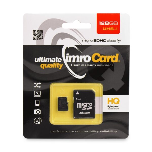 Cartão memória Imro microSD 128GB / Classe 10 UHS-1 + adaptador