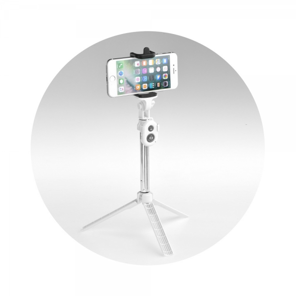 Selfie Stick BLUN com tripod e comando Bluetooth (Branco)