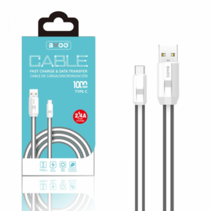 BWOO Cabo USB Tipo C 2.4A fast charge (Branco e Cinzento)