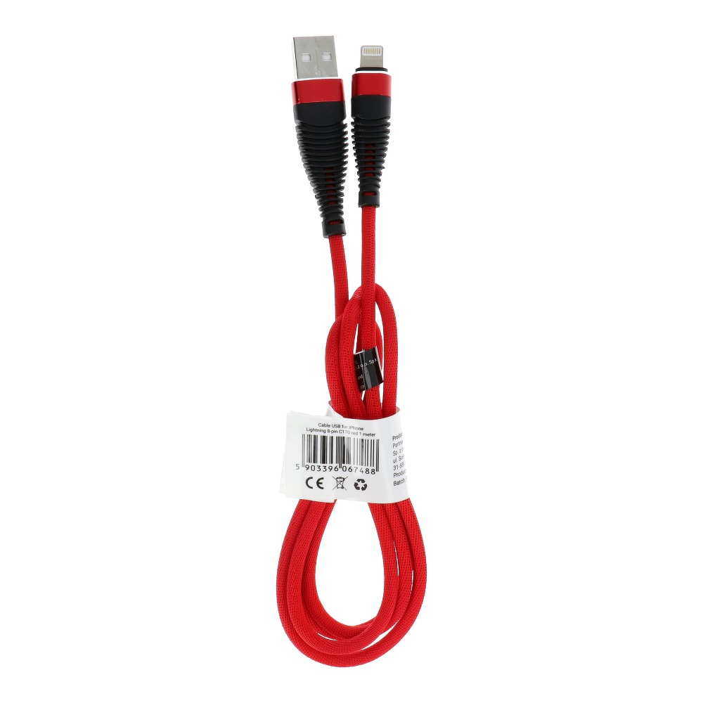 Cabo USB para iPhone Lightning 8-pin (Vermelho)