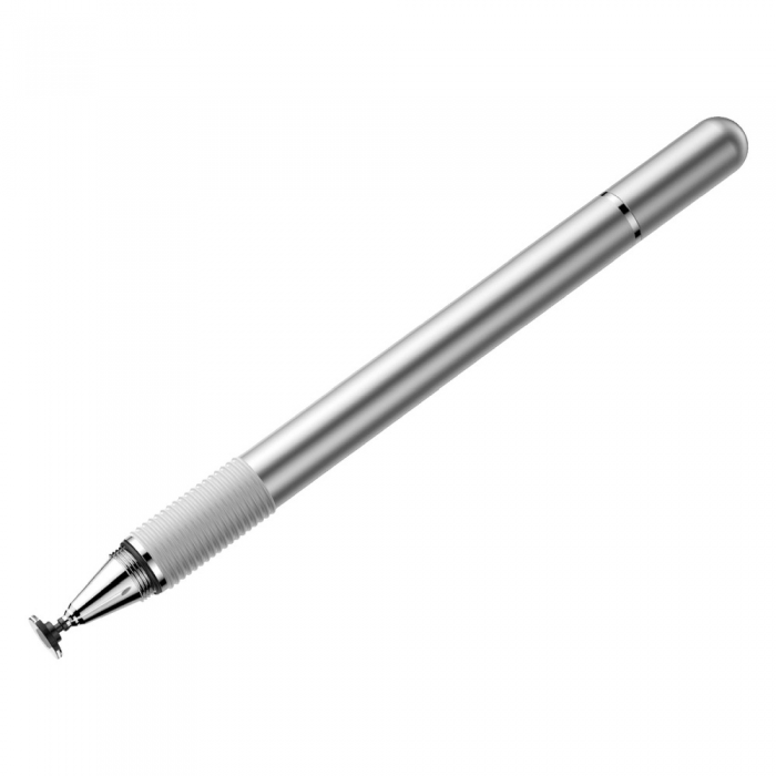 Caneta Stylus Capacitiva (Prateada) + Esferográfica