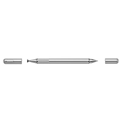 Caneta Stylus Capacitiva (Prateada) + Esferográfica