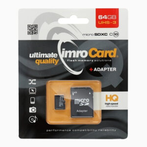 Cartão de memória Imro microSD 64GB / Classe 10 UHS-3 + adaptador
