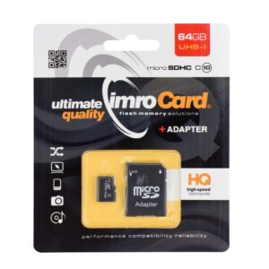 Cartão memória Imro microSD 64GB / Classe 10 UHS-1 + adaptador