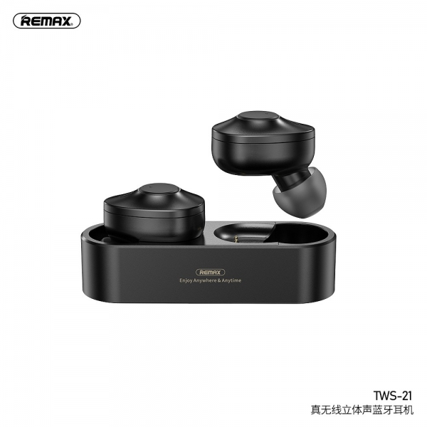 Earphones Bluetooth TWS-21 c/ docking station (Preto)