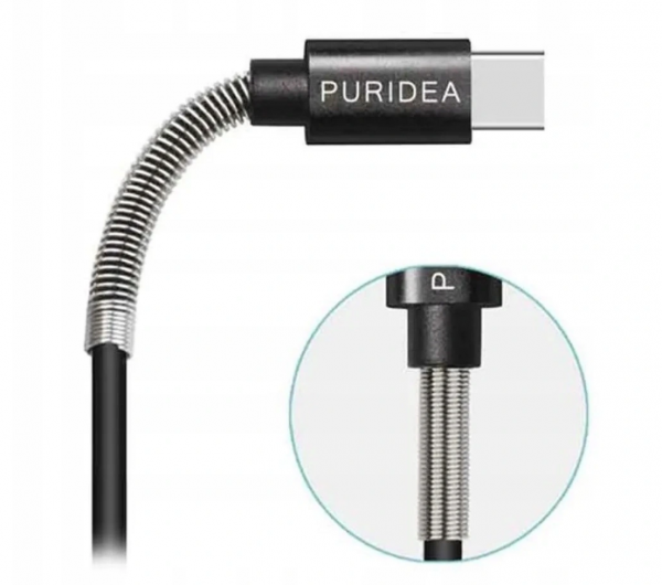 Cabo USB-C PURIDEA 2.4A 0.2cm Liga de aluminio (Preto)