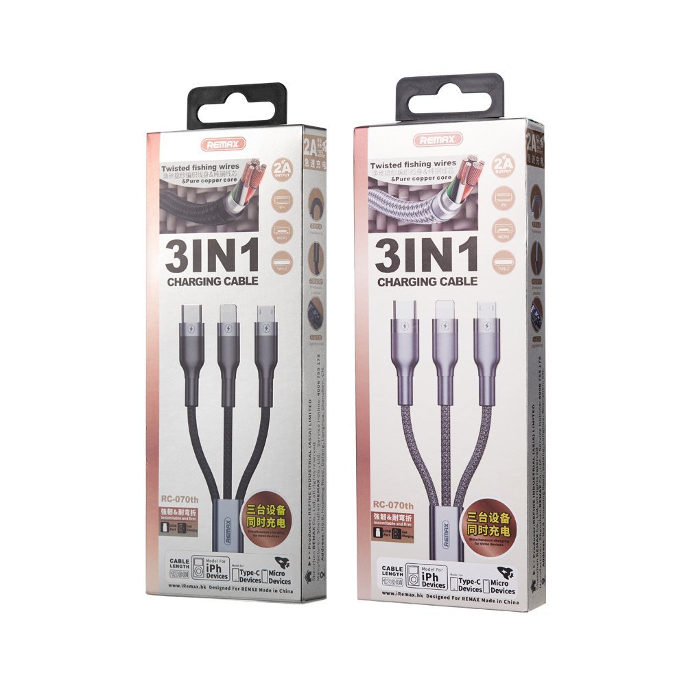 Cabo USB REMAX 3 em 1 (Preto)